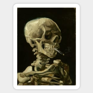 Skull of a Skeleton with Burning Cigarette by Vincent van Gogh Sticker